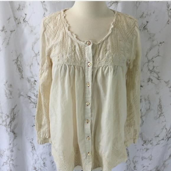 Johnny Was 3J Workshop cream embroidered top - Picture 3 of 9